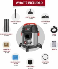 Porter-Cable PCX18301-4B 4 Gallon 4 HP Wet/Dry Vacuum, Stainless Steel Light Weight Portable Shop Vac, 3 in 1 Function with Att -Porter-Cable Outlet Shop 71Y24DRIGjL. AC SL1500