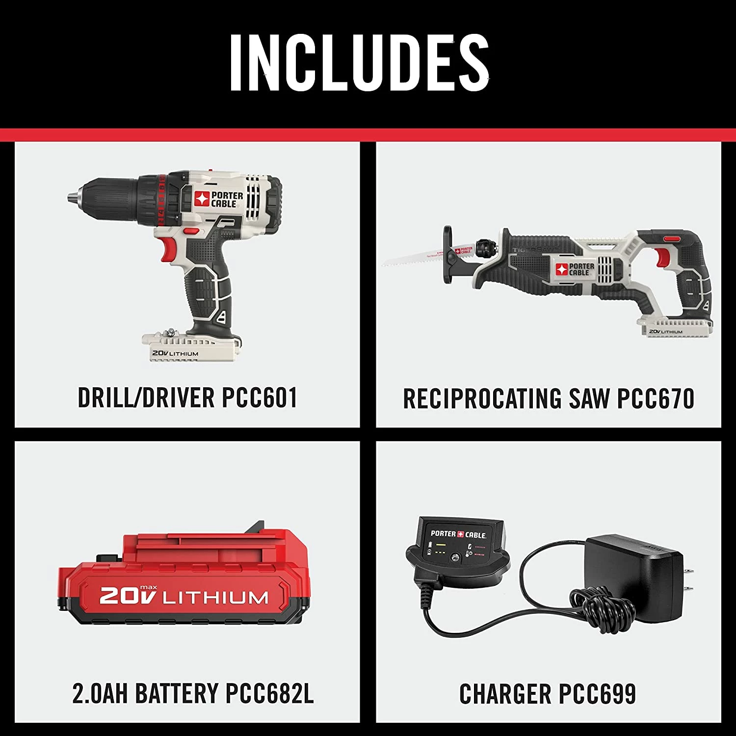 Porter-Cable 20V MAX Cordless Drill Combo Kit with Reciprocating Saw, 2-Tool (PCCK603L2) 2 Porter-Cable 20V MAX Cordless Drill Combo Kit with Reciprocating Saw, 2-Tool (PCCK603L2) - Image 2