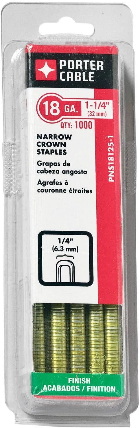 Porter-Cable PNS18125-1 1-1/4-Inch, 18 Gauge Narrow Crown (1/4-Inch) Staple (1000-Pack) 1 Porter-Cable PNS18125-1 1-1/4-Inch, 18 Gauge Narrow Crown (1/4-Inch) Staple (1000-Pack)