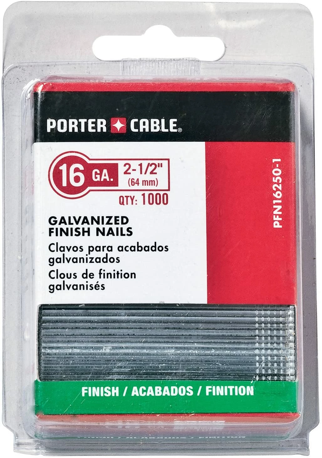 Porter-Cable PFN16250-1 2-1/2-Inch, 16 Gauge Finish Nails (1000-Pack) 1 Porter-Cable PFN16250-1 2-1/2-Inch, 16 Gauge Finish Nails (1000-Pack)