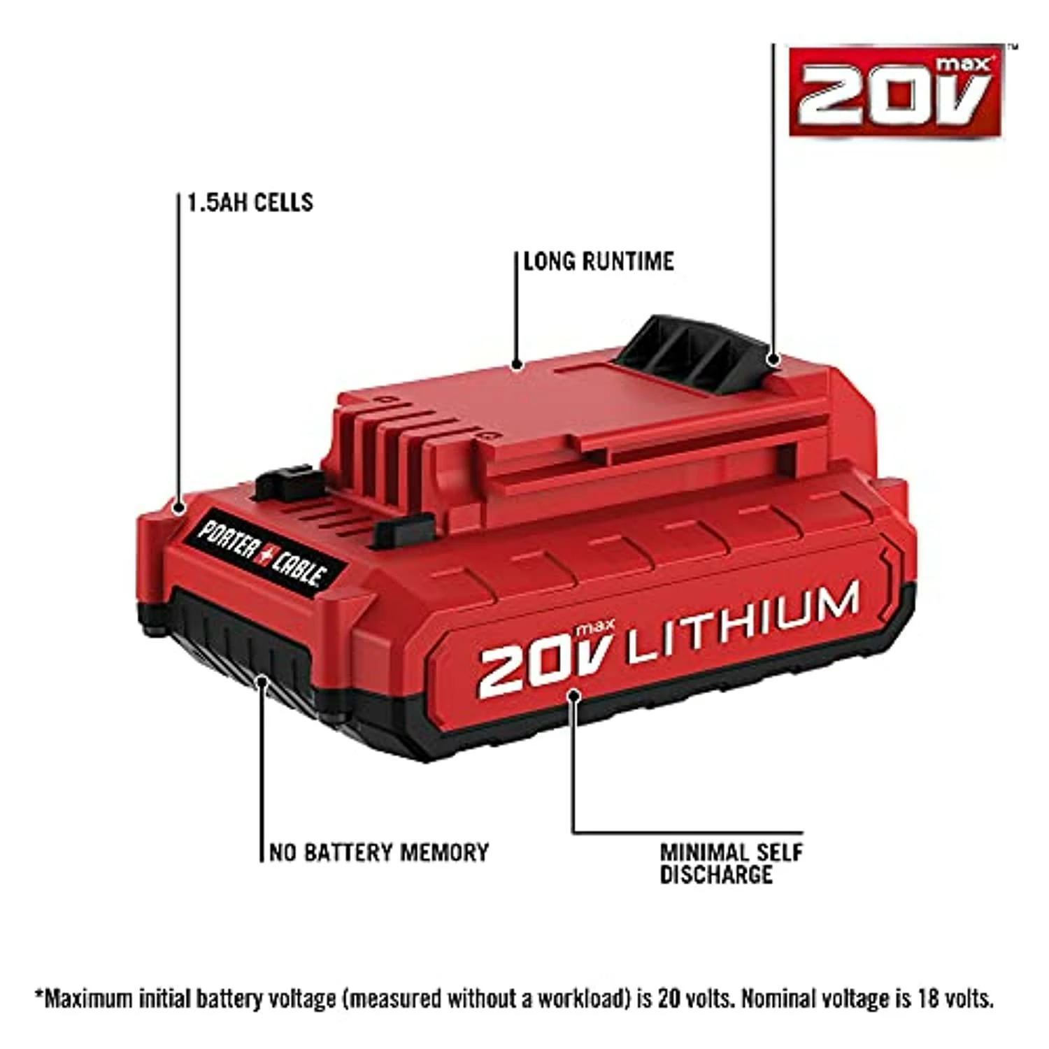 porter-cable pcc680l 20-volt lithium ion battery 2 porter-cable pcc680l 20-volt lithium ion battery - Image 2
